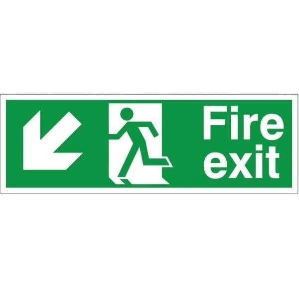  JanSan Fire Exit Sign Left Down Arrow Self-adhesive Vinyl 20x60cm