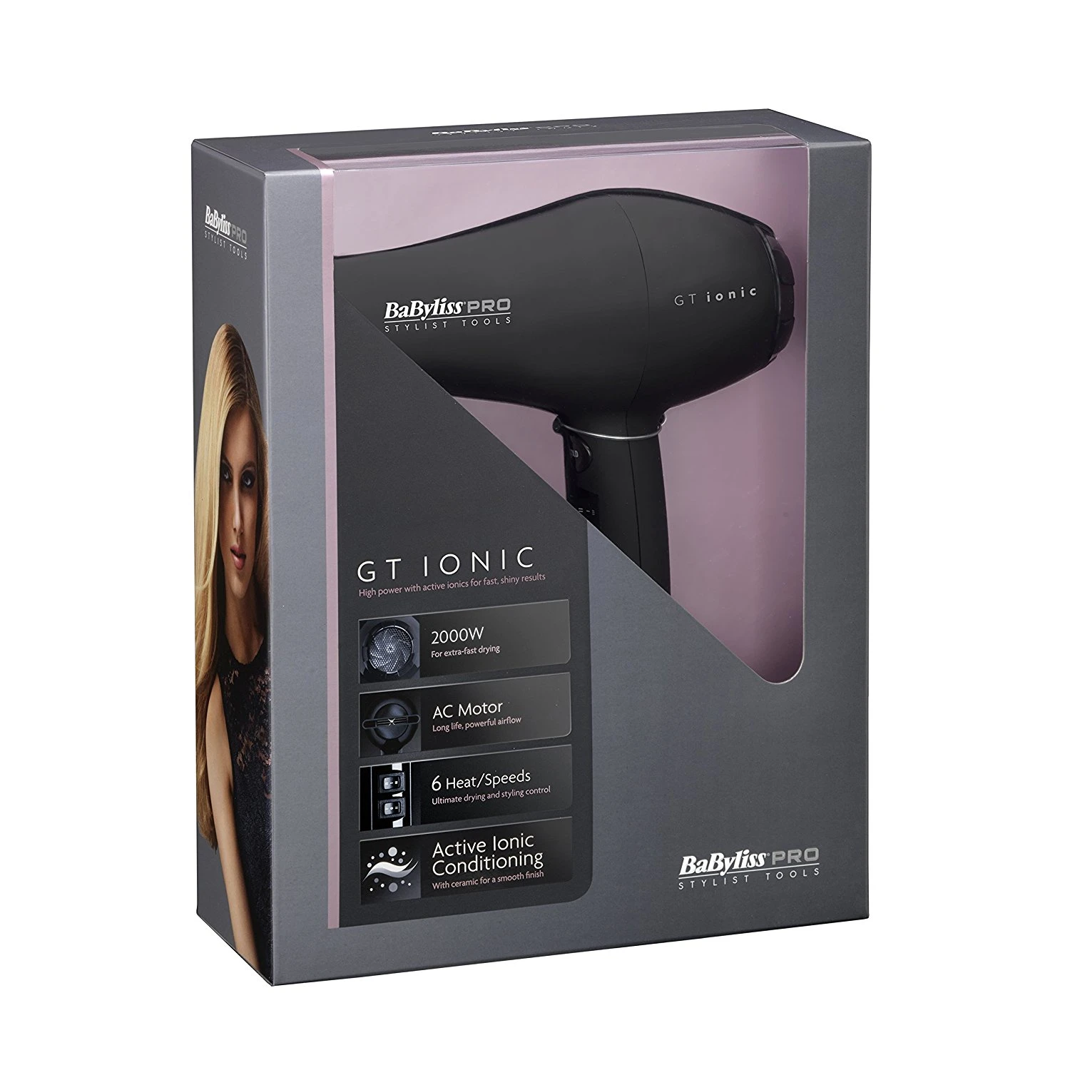 BaByliss Pro GT Ionic Hairdryer 2000w Black