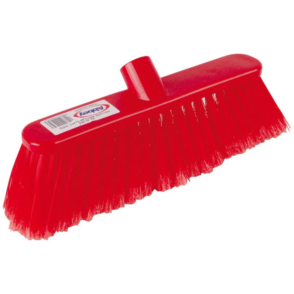  JanSan Poly Broom Head Soft Bristles Red 