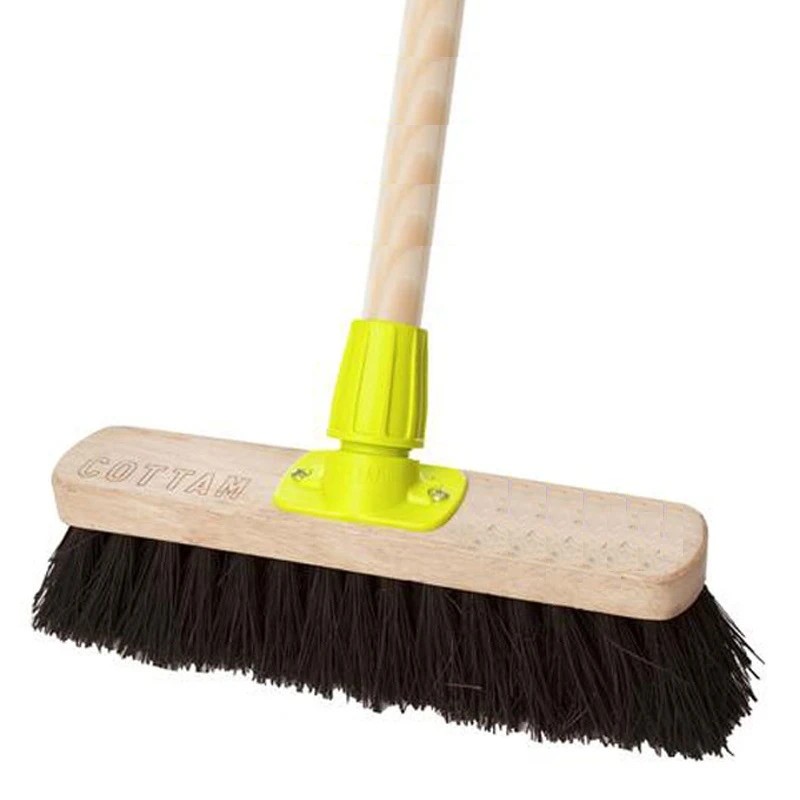 JanSan Premium Wooden Broom Head Soft Coco &amp; Handle 11&quot;