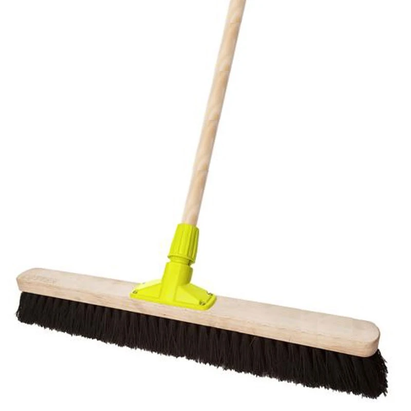 JanSan Premium Wooden Broom Head Soft Coco &amp; Handle 24&quot;