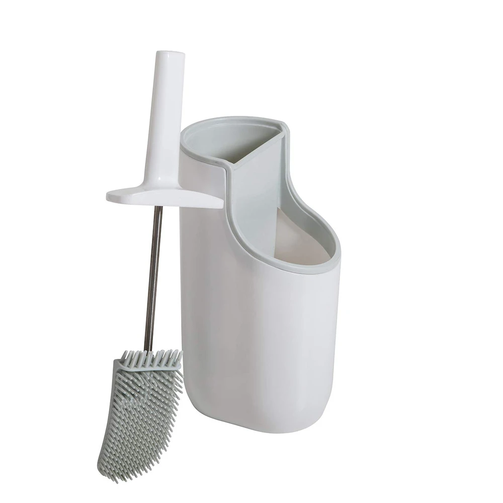 JanSan Closed Toilet Brush With Storage Station Set White