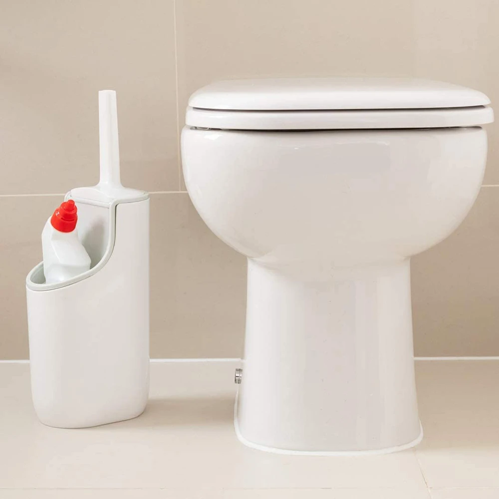 JanSan Closed Toilet Brush With Storage Station Set White