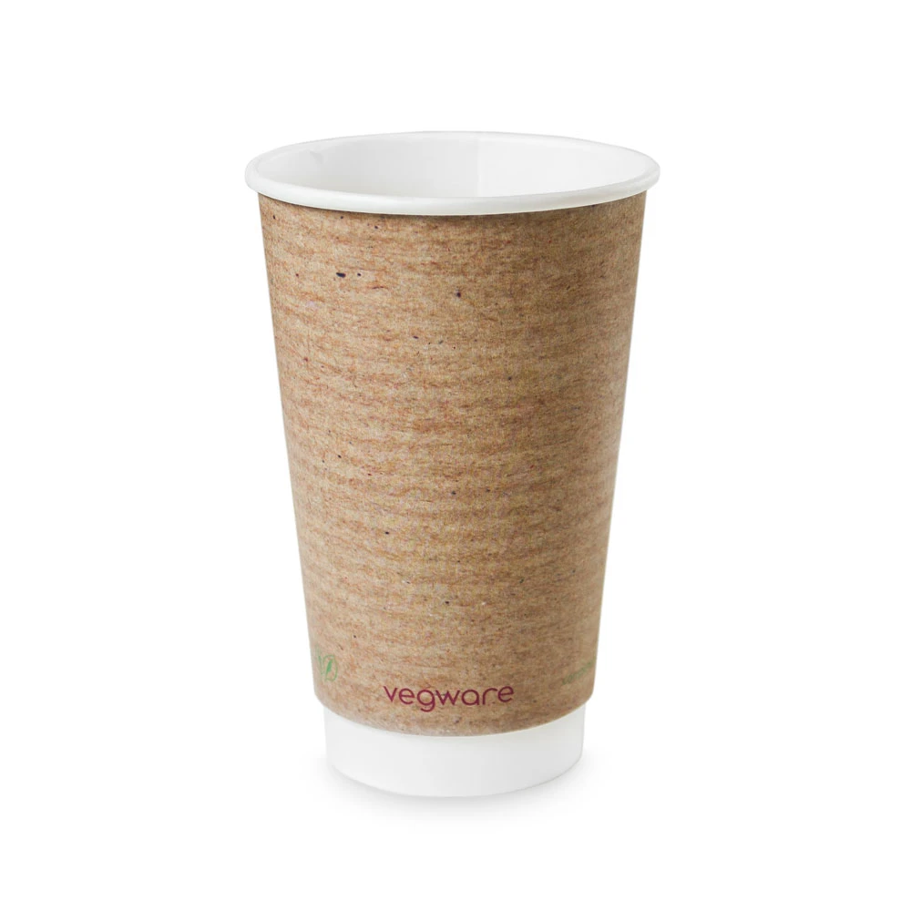  Vegware Kraft Double Wall Hot Paper Cups 89 Series 16oz 475ml