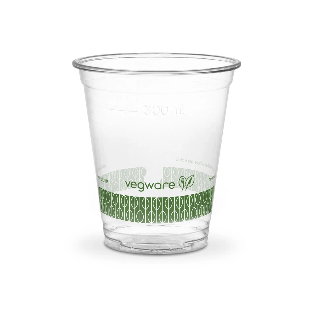 Vegware Green Stripe Clear Cup 96 Series 12oz 300ml