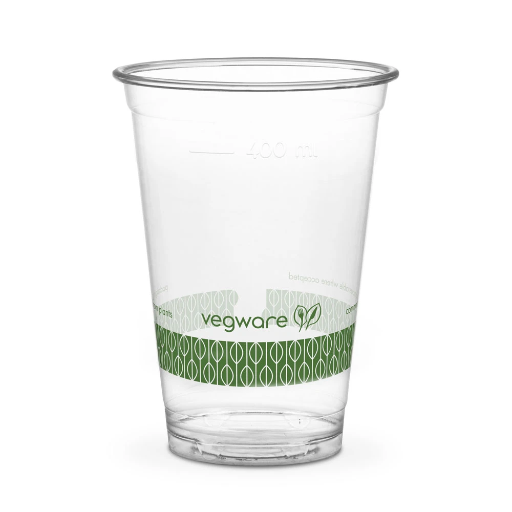 Vegware Green Stripe Clear Cup 96 Series 16oz 400ml