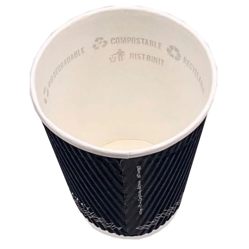 Leafware Black Ripple Double Wall Hot Cups 8oz 240ml