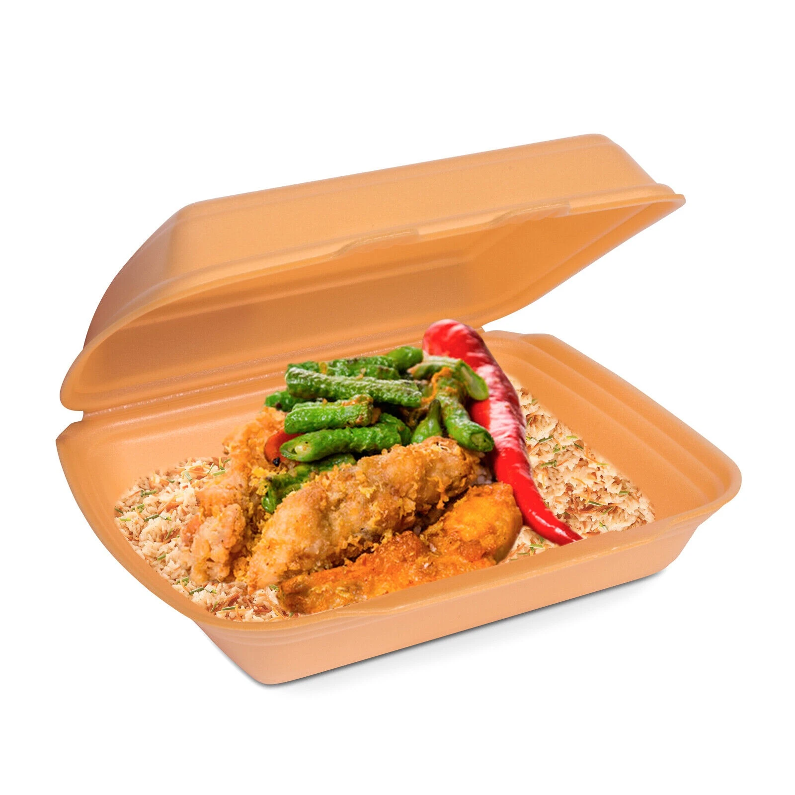 JanSan HP3 Polystyrene Hinged Meal Box 