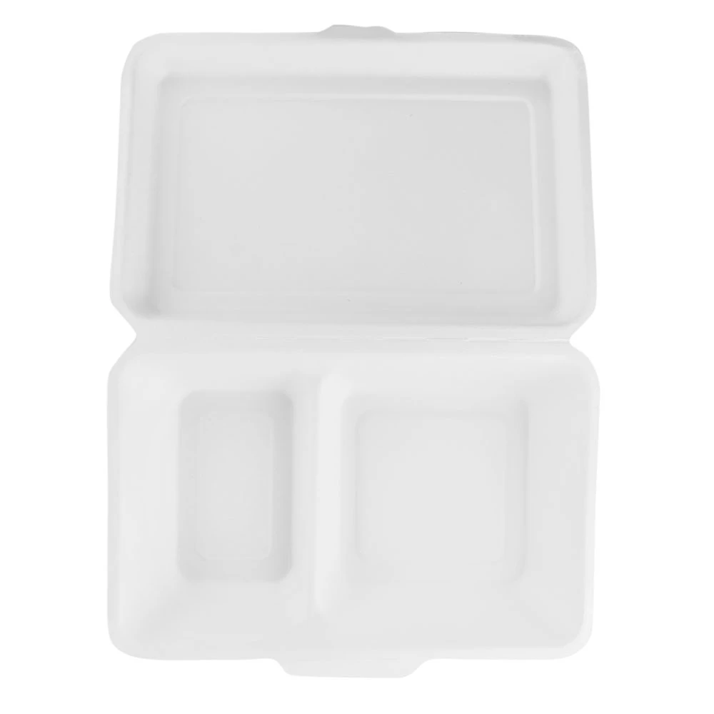 Vegware Bagasse 2 Compartment Large Food Box 9 x 6"