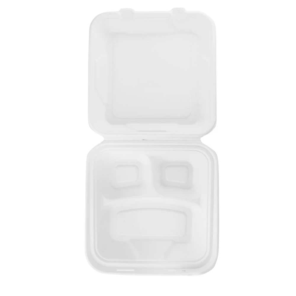 Vegware Bagasse 3 Compartment Large Food Box 9"