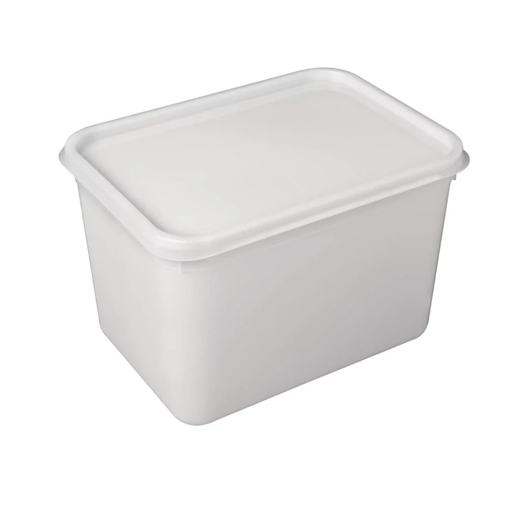  JanSan Rectangular Ice Cream Plastic Container & Lids 4 Litre Natural