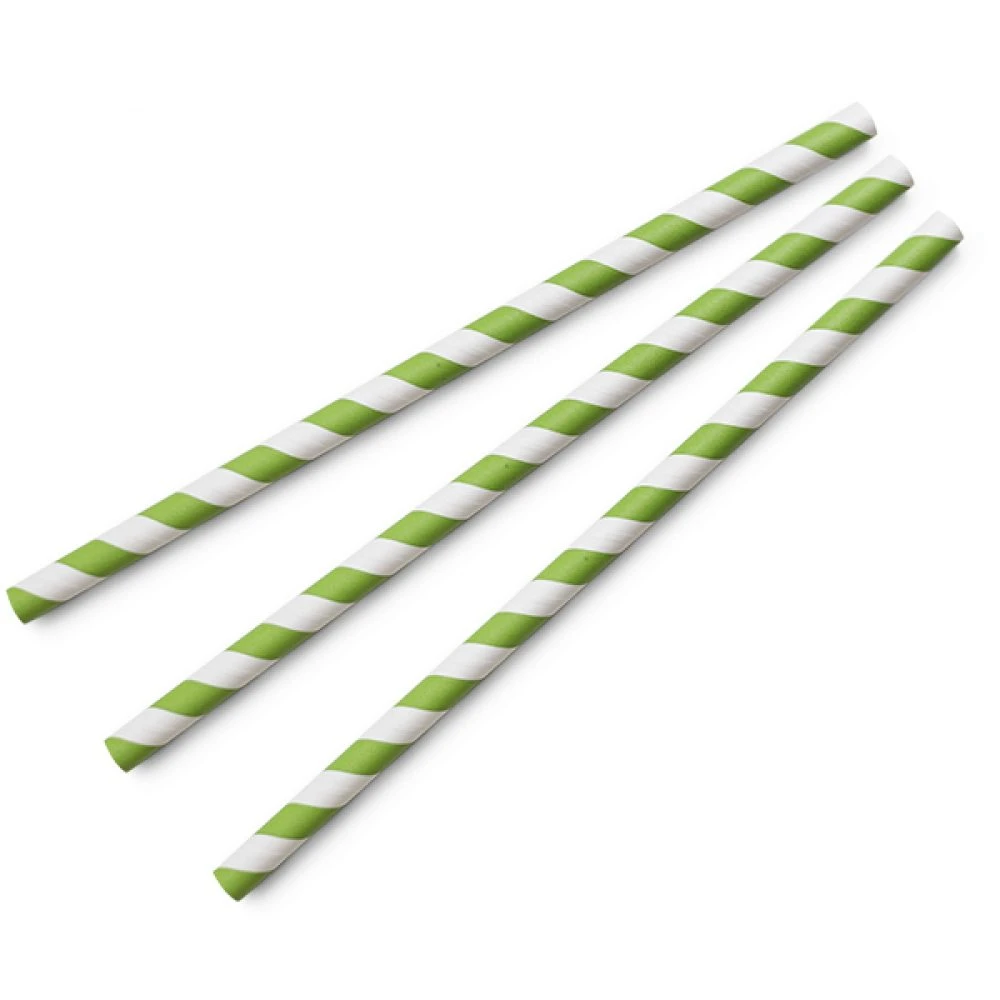  Vegware Jumbo Stripe Paper Straws 197mm Green