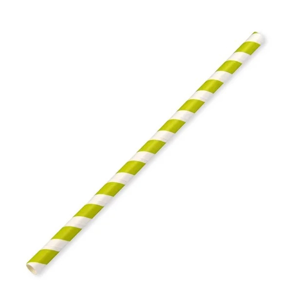 JanSan Jumbo Paper Straws 10mm Bore 200mm Green &amp; White Stripe